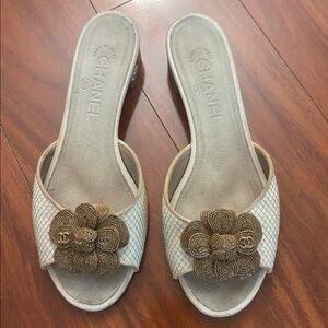 Chanel Size 38.5 Interlocking CC Logo Slides